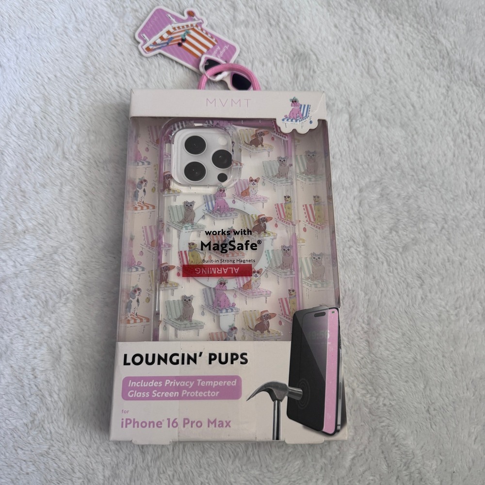 MVMT Loungin Pups for iPhone 16 Pro Max MagSafe Case‎ Privacy Screen Protector